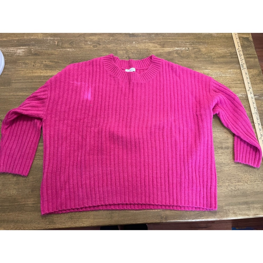 Chicsoul.com Sweater, Women's Size 1X, Pink, Pullover, Crewneck, Ribbed